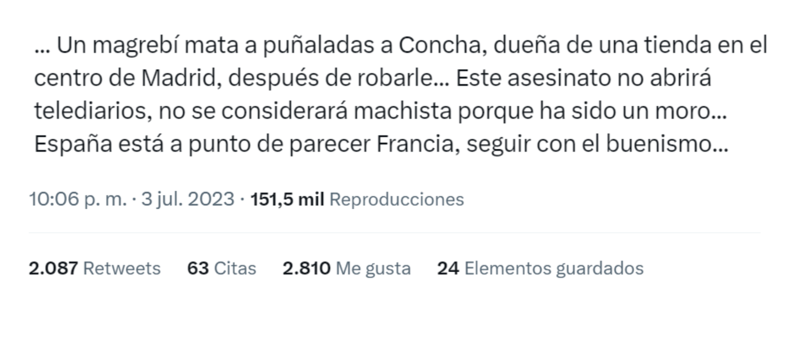 Tweet on high-profile crime